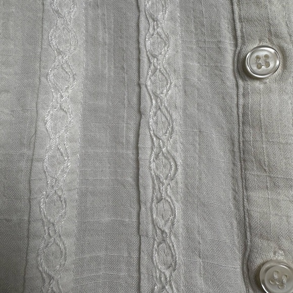 Max Studio White Ruffle Mini Dress. Cotton/Rayon Blend. Embroidery/Buttons chest - Picture 2 of 12